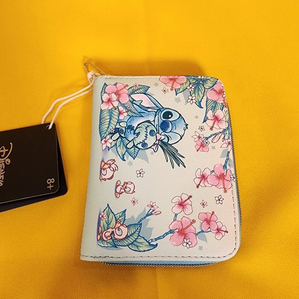 Loungefly Disney Lilo and Stitch Scrump Ducks Ducklings Floral Zip Wallet NEW